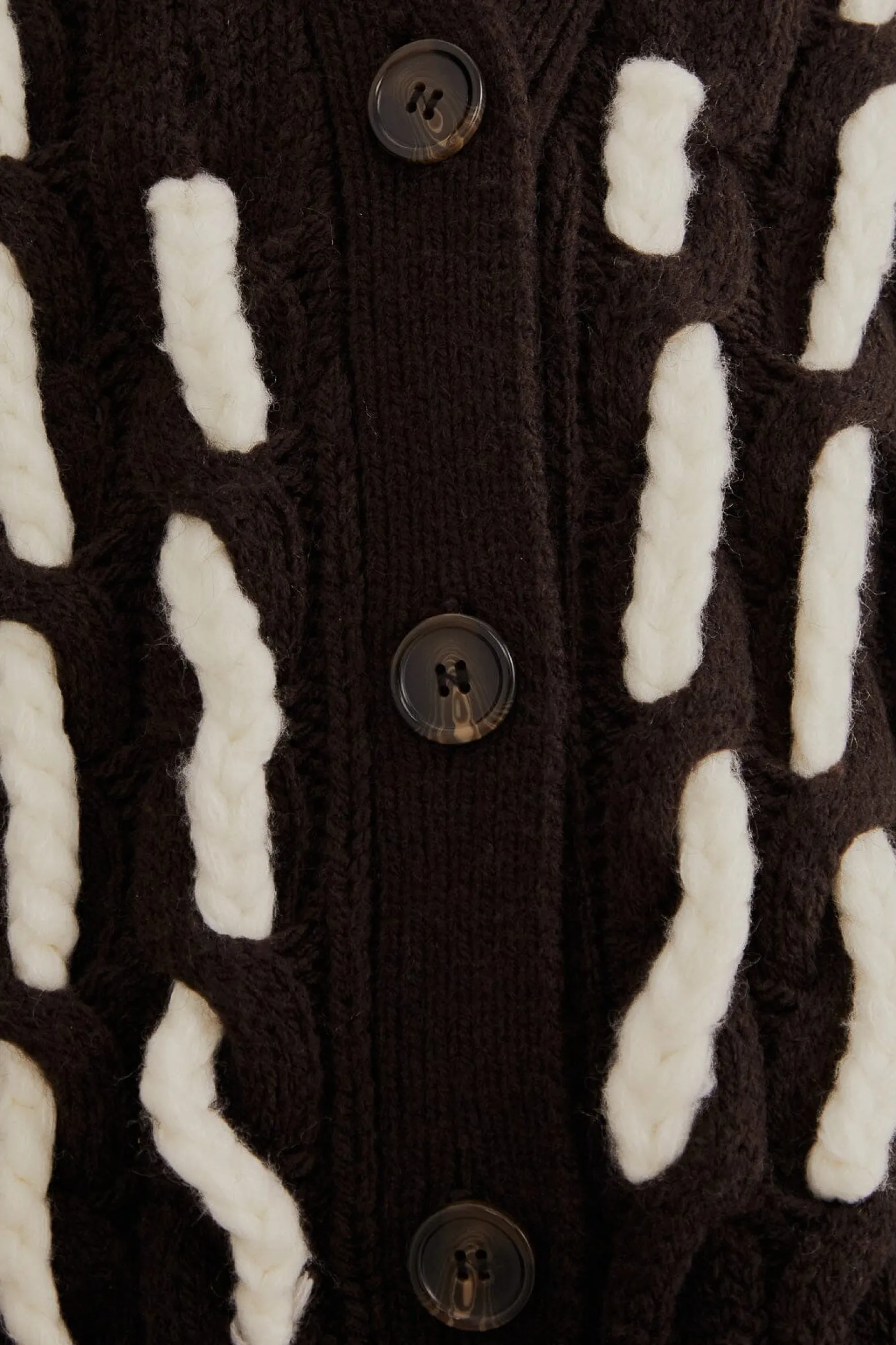 BLACK AND WHITE TEXTURED KNIT CARDIGAN