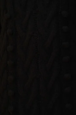BLACK BRAIDED MIDI SWEATER DRESS