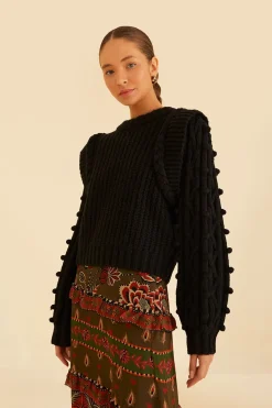 BLACK BRAIDED SWEATER