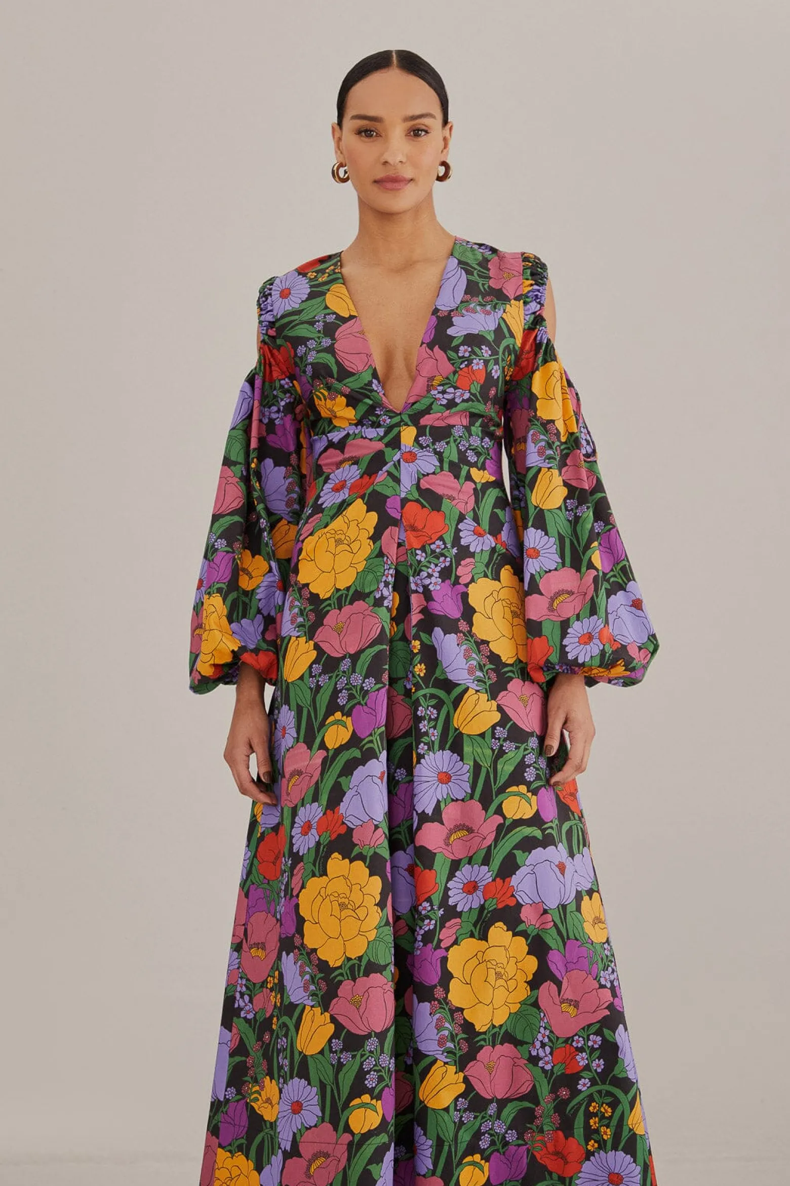 BLACK BUCOLIC GARDEN CUT OUT MAXI DRESS