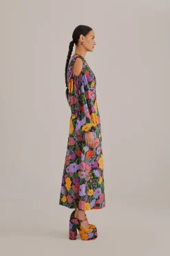 BLACK BUCOLIC GARDEN CUT OUT MAXI DRESS