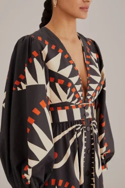 BLACK COCONUT GROVE PUFF SLEEVE MAXI DRESS