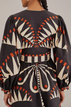 BLACK COCONUT GROVE PUFF SLEEVE MAXI DRESS