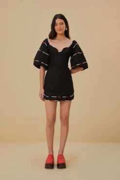 BLACK COLORED STRIPES SHORT SLEEVE MINI DRESS