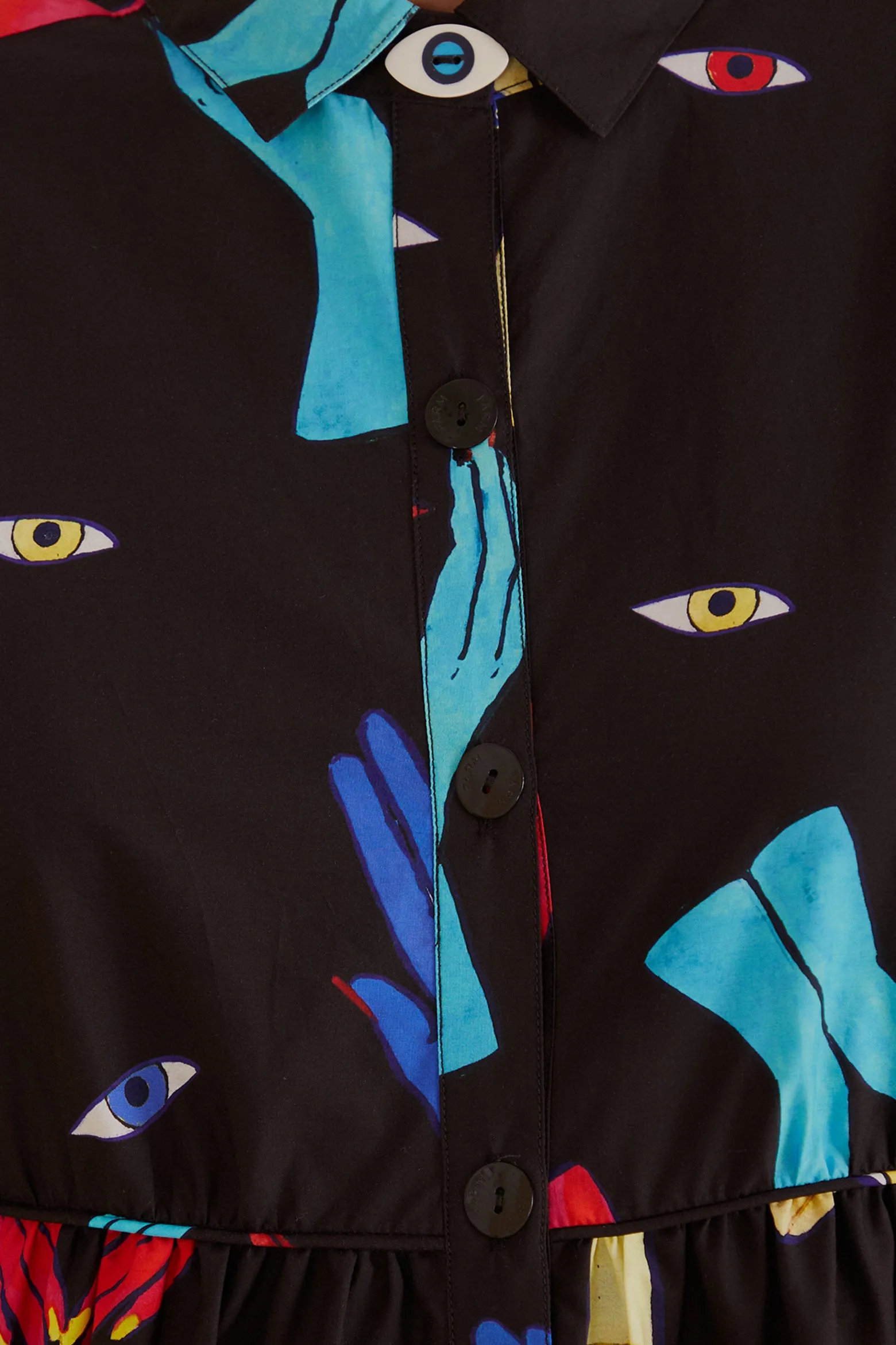  BLACK COLORFUL TOGETHER  LONG SLEEVE MINI DRESS