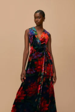 BLACK FLOWER SEASON MAXI WRAP DRESS