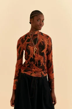 BLACK GIRAFFES TULLE BLOUSE