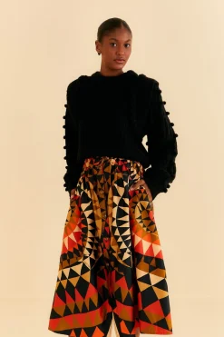 BLACK HEART DECO BUTTON DOWN MIDI SKIRT