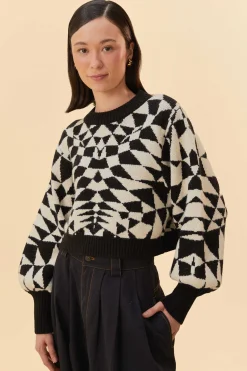 BLACK HEART DECO KNIT SWEATER
