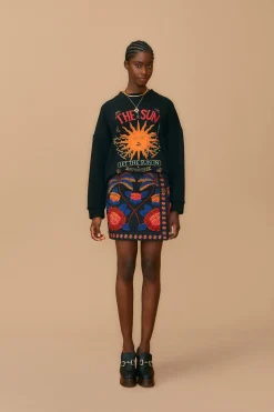  BLACK LIVING BLOOM MINI SKIRT