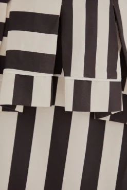 BLACK MIXED STRIPES MIDI SKIRT