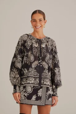 BLACK PAISLEY BLOOM BLOUSE