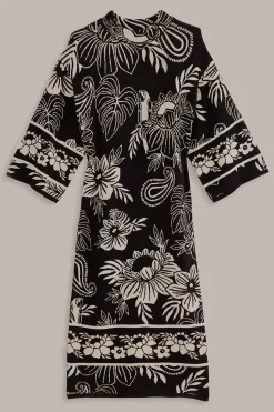BLACK PAISLEY BLOOM KNIT DRESS