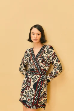 BLACK PASSION SCARF MINI WRAP DRESS