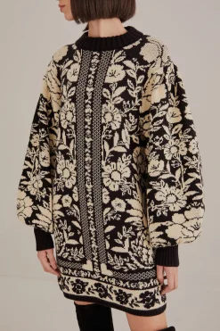 BLACK PINEAPPLE GARDEN MINI SWEATER DRESS
