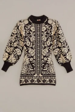 BLACK PINEAPPLE GARDEN MINI SWEATER DRESS