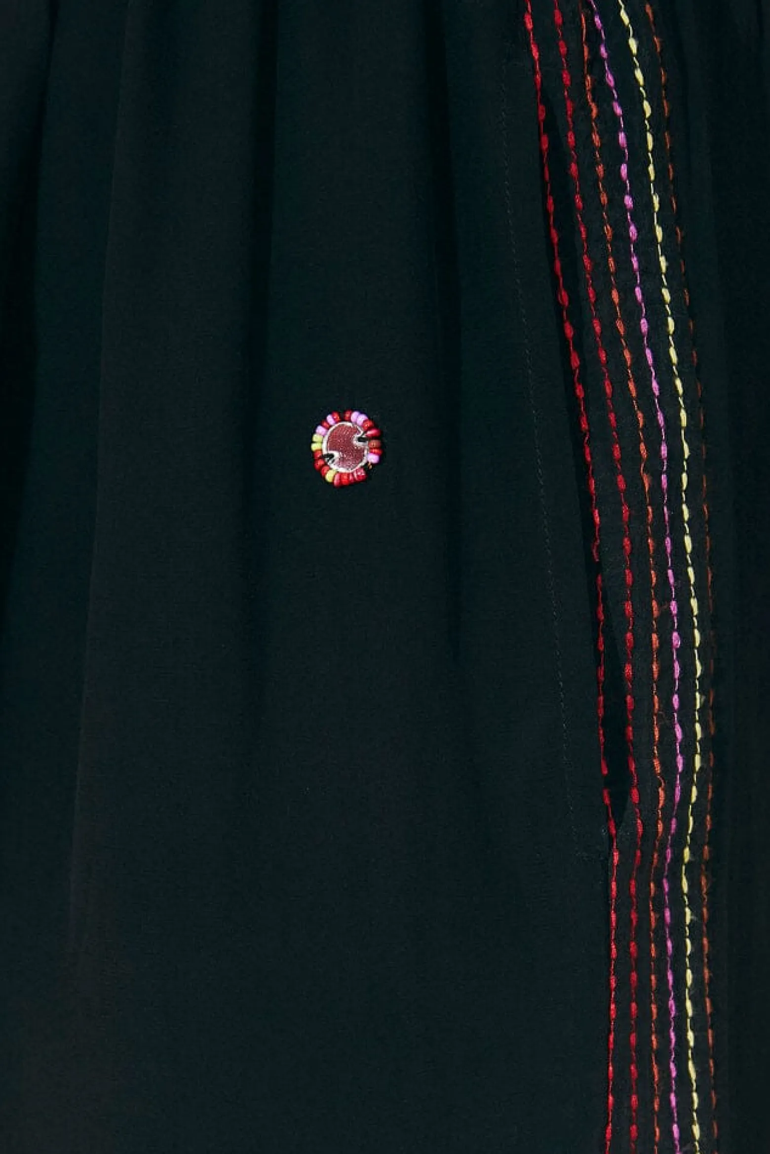 BLACK RAINBOW BEADED MIRROR TRIM PANTS