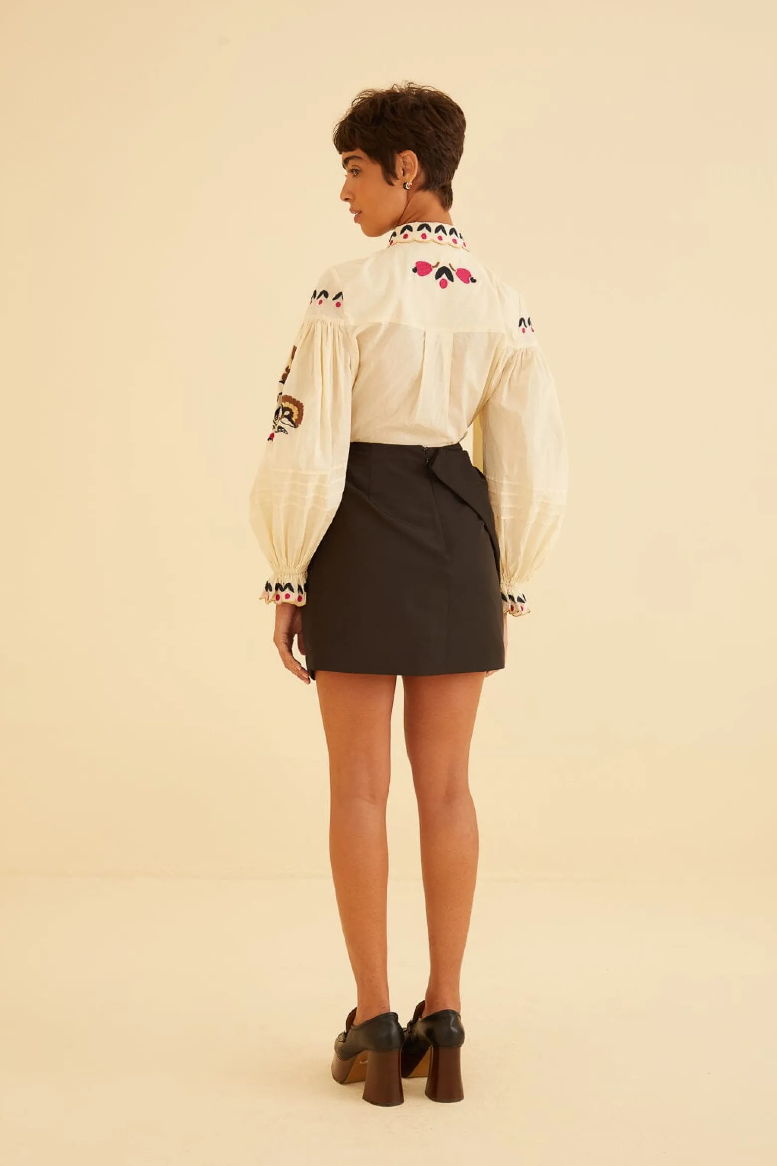 BLACK TAFFETA MINI SKIRT
