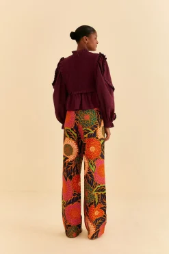  BLACK VINTAGE GARDEN LOW WAISTED PANTS