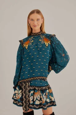BLUE AINIKA CHILL LONG SLEEVE BLOUSE