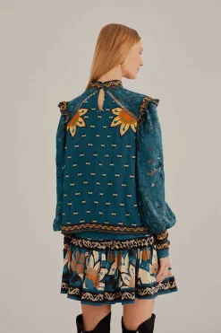 BLUE AINIKA CHILL LONG SLEEVE BLOUSE