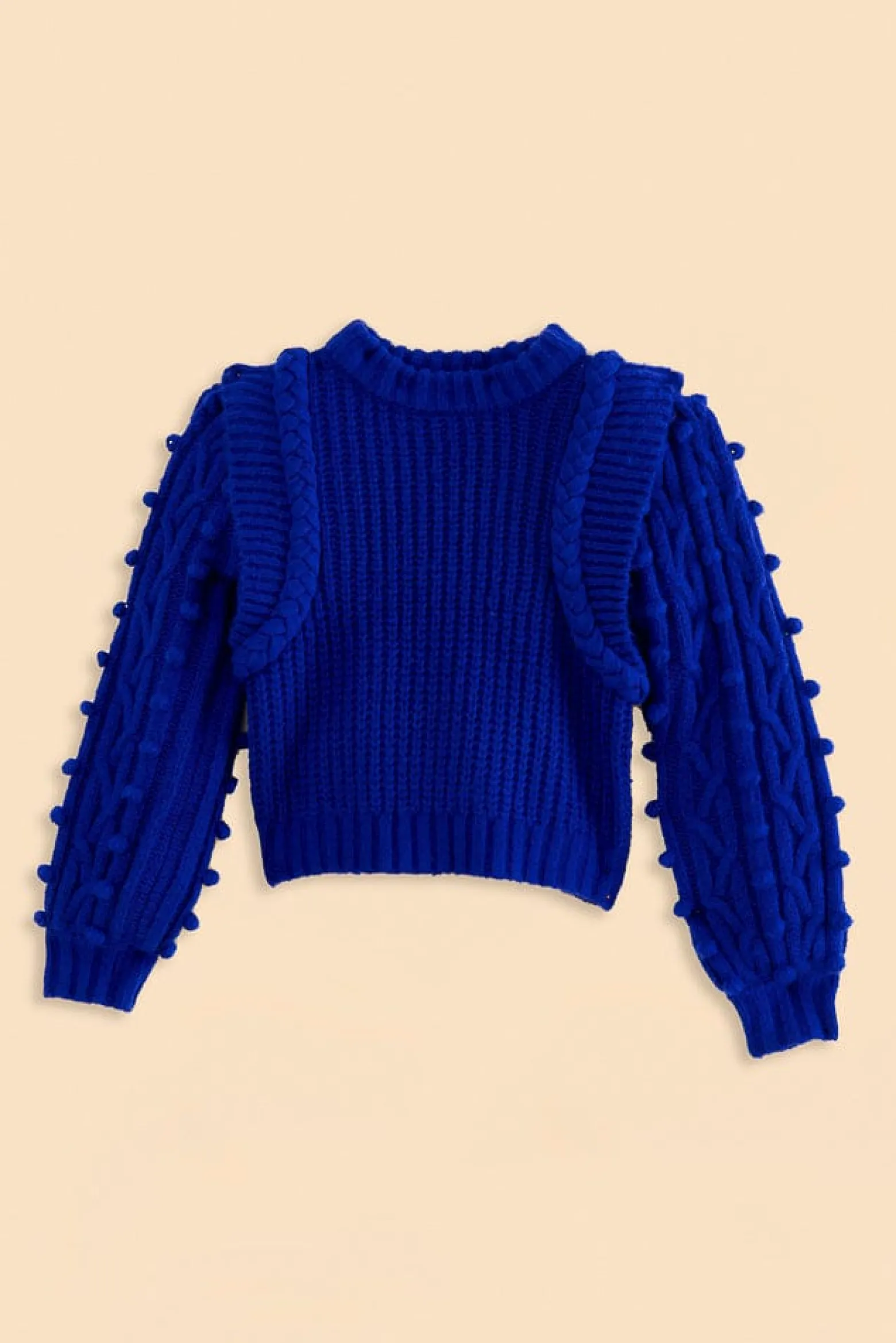 BLUE BRAIDED SWEATER