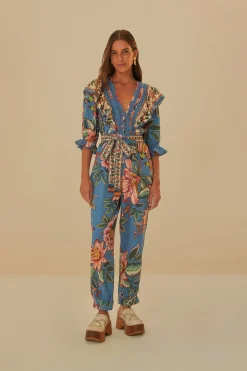 BLUE WONDERFUL BOUQUET LENZING™ ECOVERO™ EUROFLAX™ JUMPSUIT