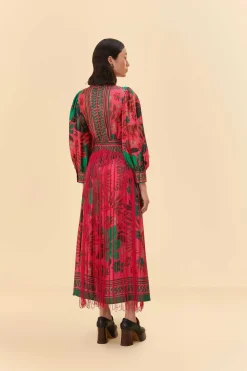 BLUSH FLORAL YARD FRINGE MAXI DRESS
