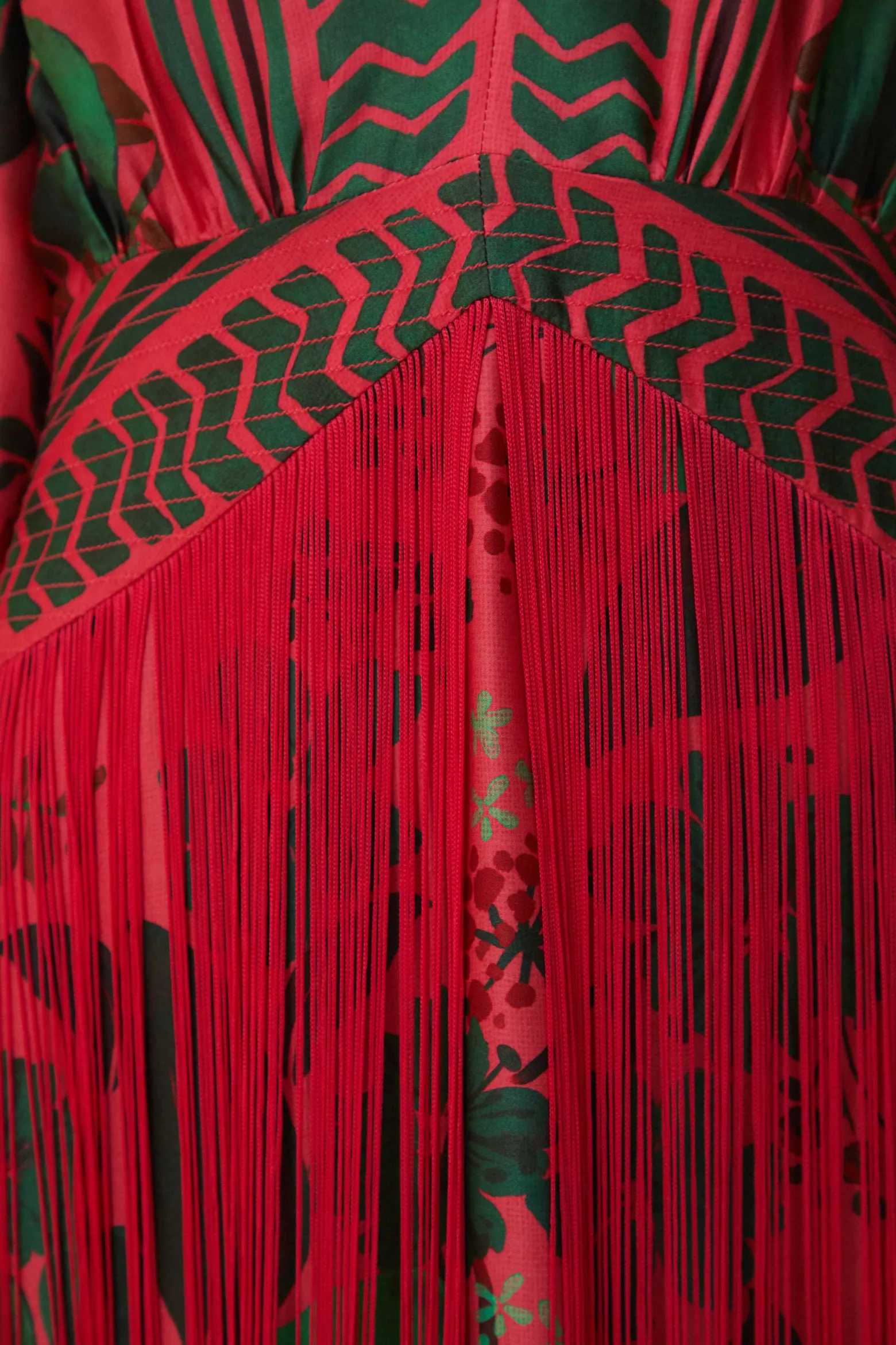 BLUSH FLORAL YARD FRINGE MAXI DRESS