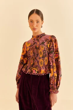  BLUSH GARDEN BLOOM SMOCKED BLOUSE