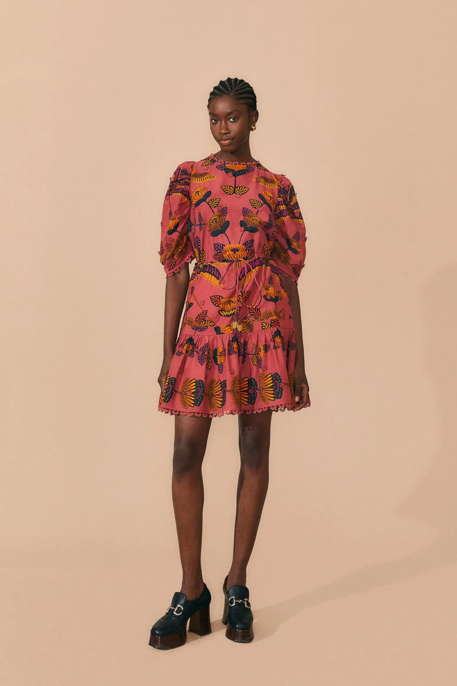 BLUSH LIVING BLOOM SHORT SLEEVE MINI DRESS