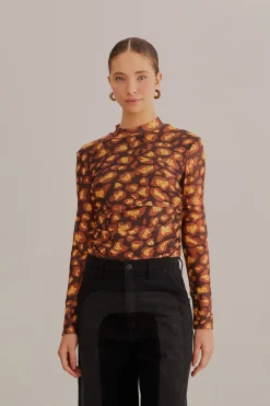 BROWN LEOPARD DESIRE TULLE BLOUSE