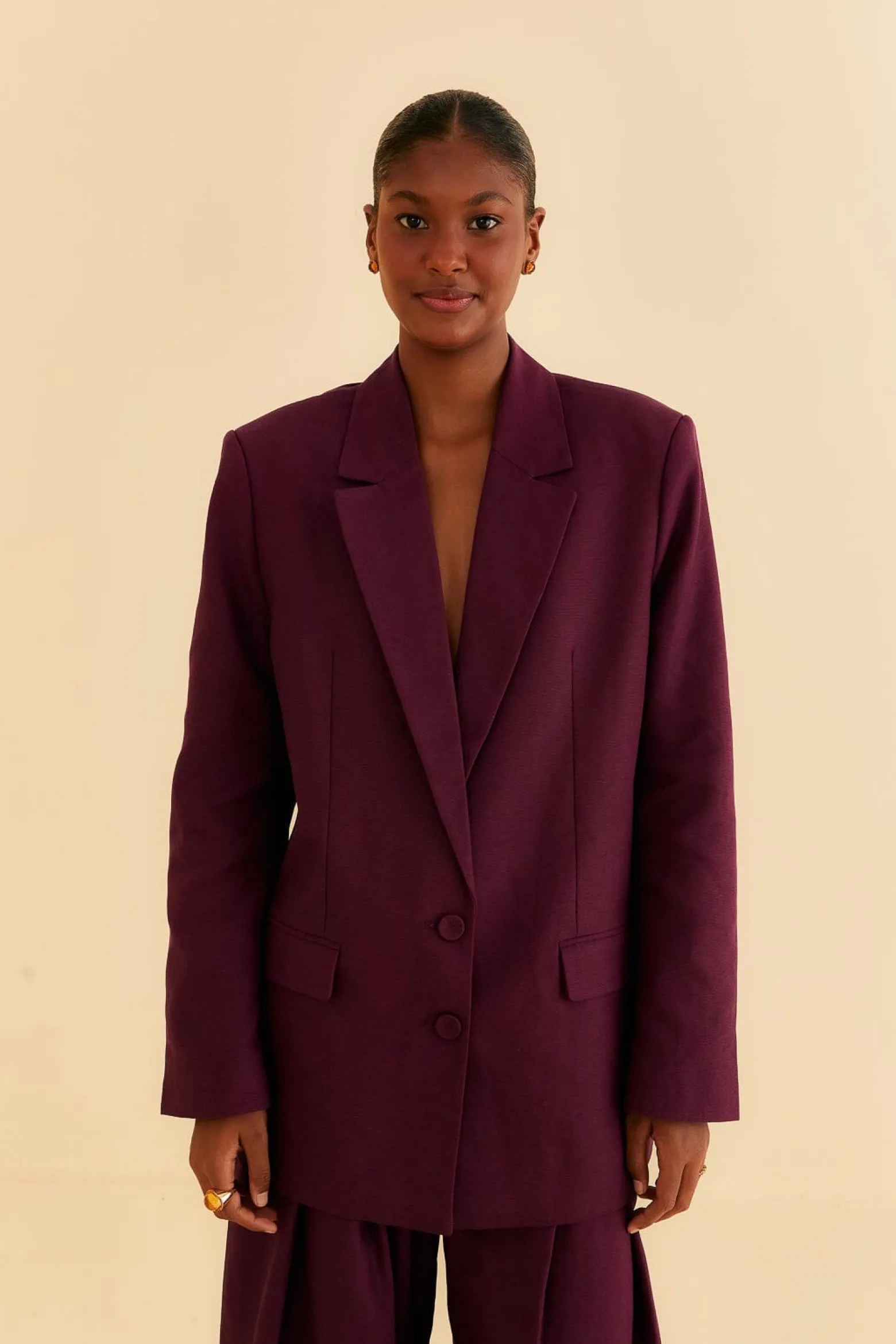 BURGUNDY STRAIGHT BLAZER
