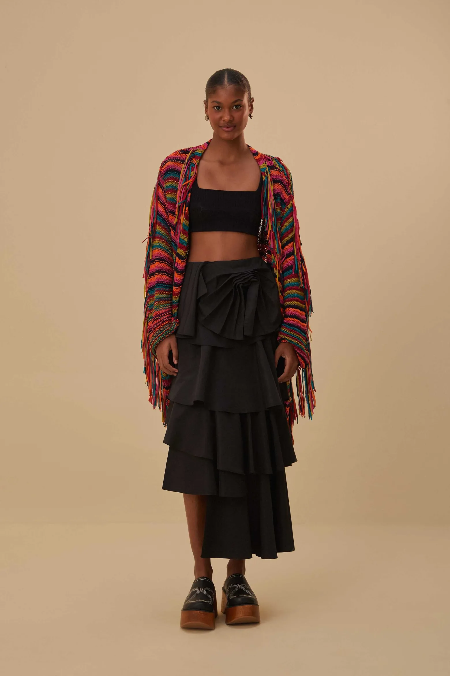  COLORFUL STRIPES KNIT CARDIGAN