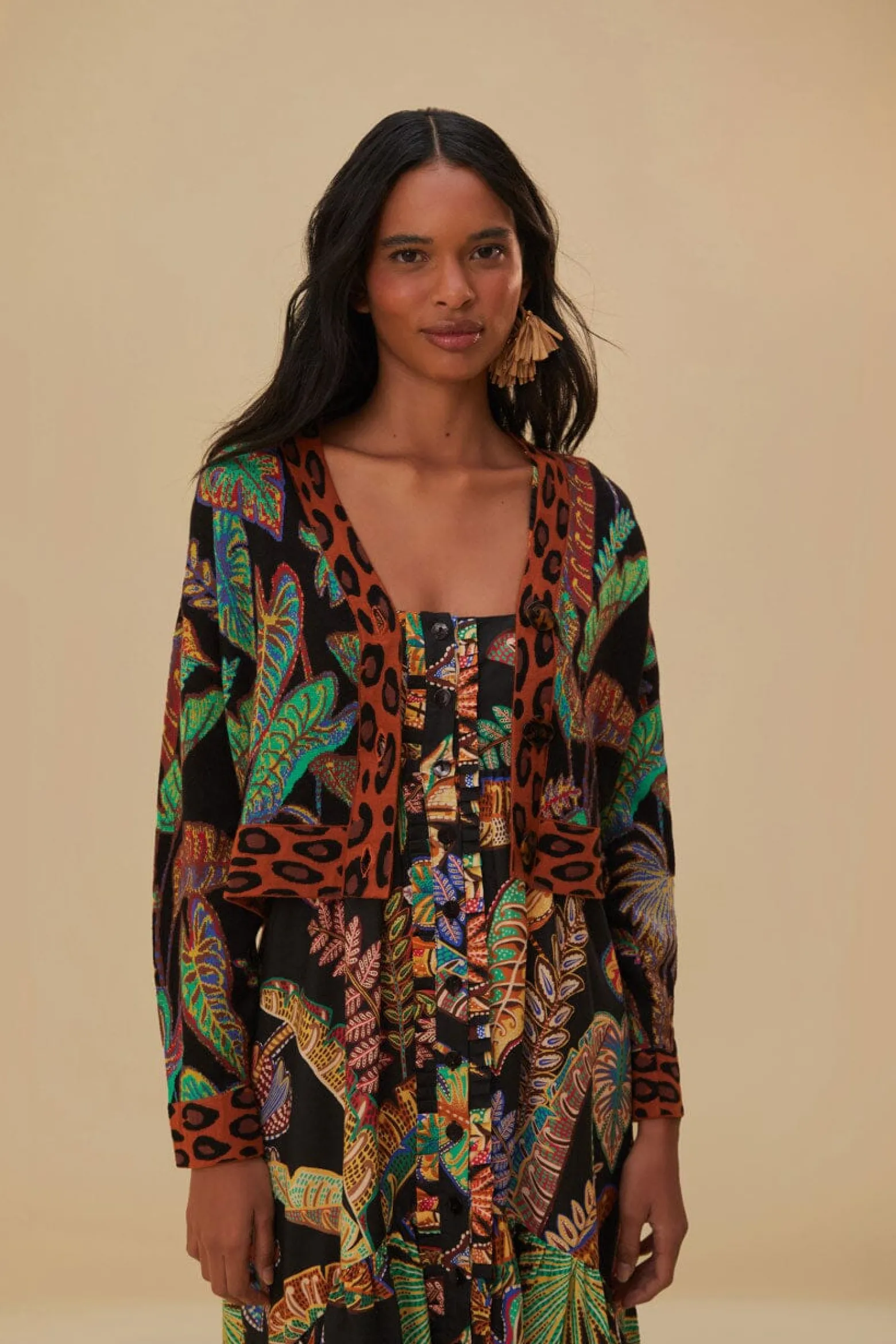 COOL FOLIAGE CROPPED KNIT CARDIGAN