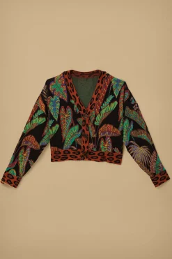 COOL FOLIAGE CROPPED KNIT CARDIGAN
