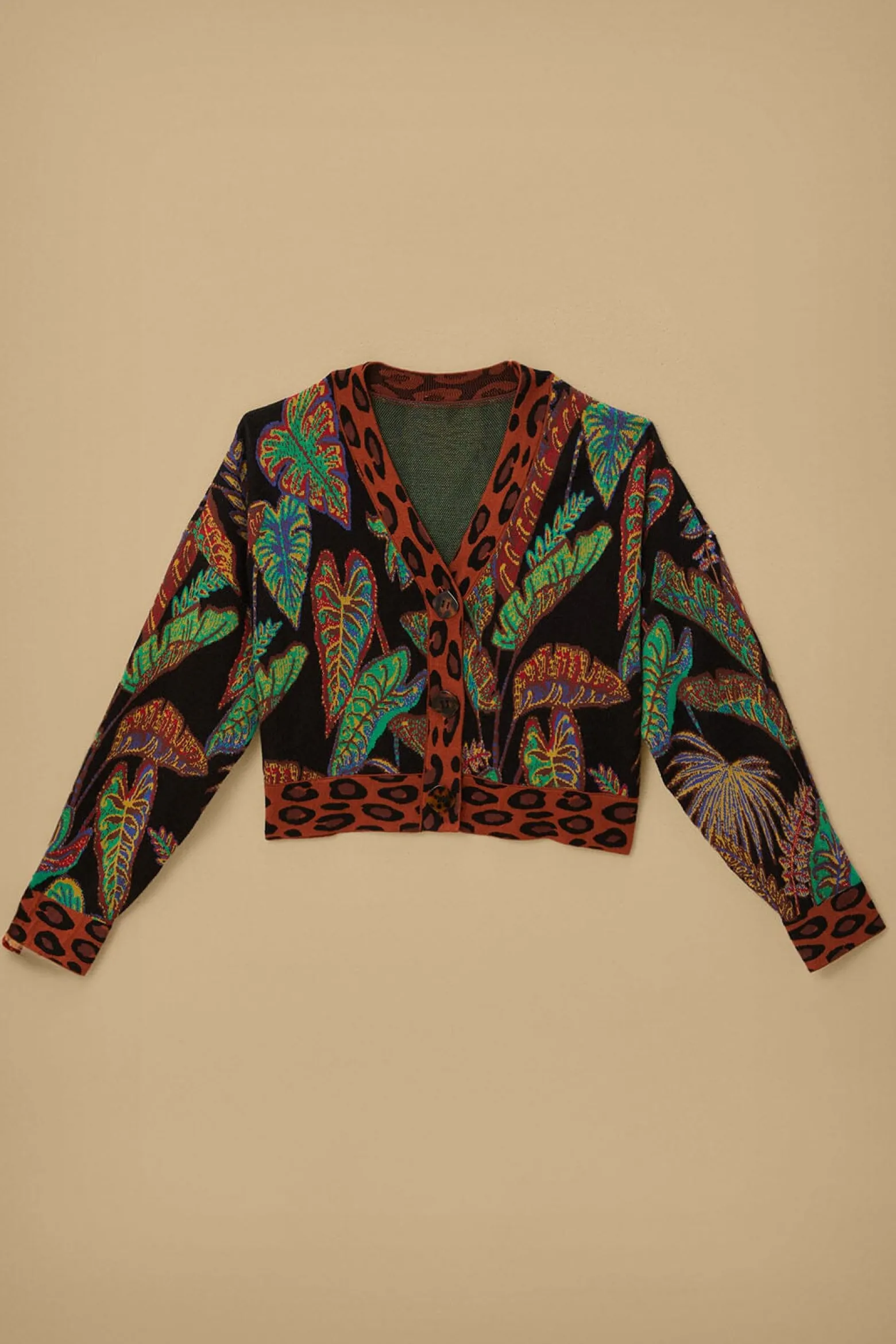 COOL FOLIAGE CROPPED KNIT CARDIGAN