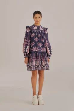  DARK BLUE AINIKA MARTINA LONG SLEEVE MINI DRESS