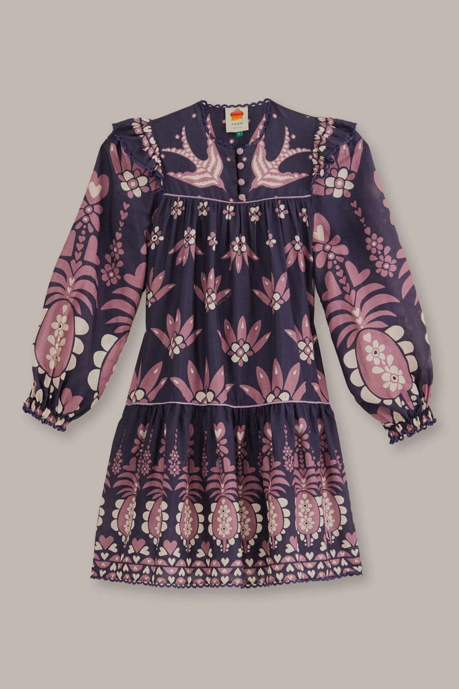 DARK BLUE AINIKA MARTINA LONG SLEEVE MINI DRESS