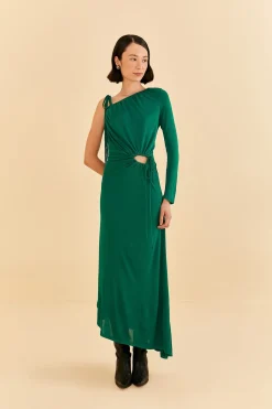 EMERALD ONE SHOULDER MIDI DRESS