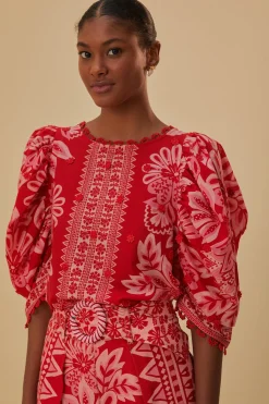 FLORA TAPESTRY RED BLOUSE