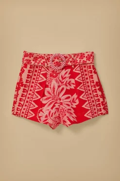 FLORA TAPESTRY RED SHORTS