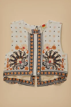 FLOWER FAN TAPESTRY OFF-WHITE CROPPED