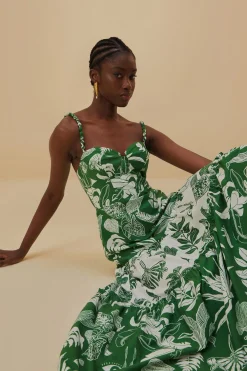 FOREST SOUL MIX MIDI DRESS