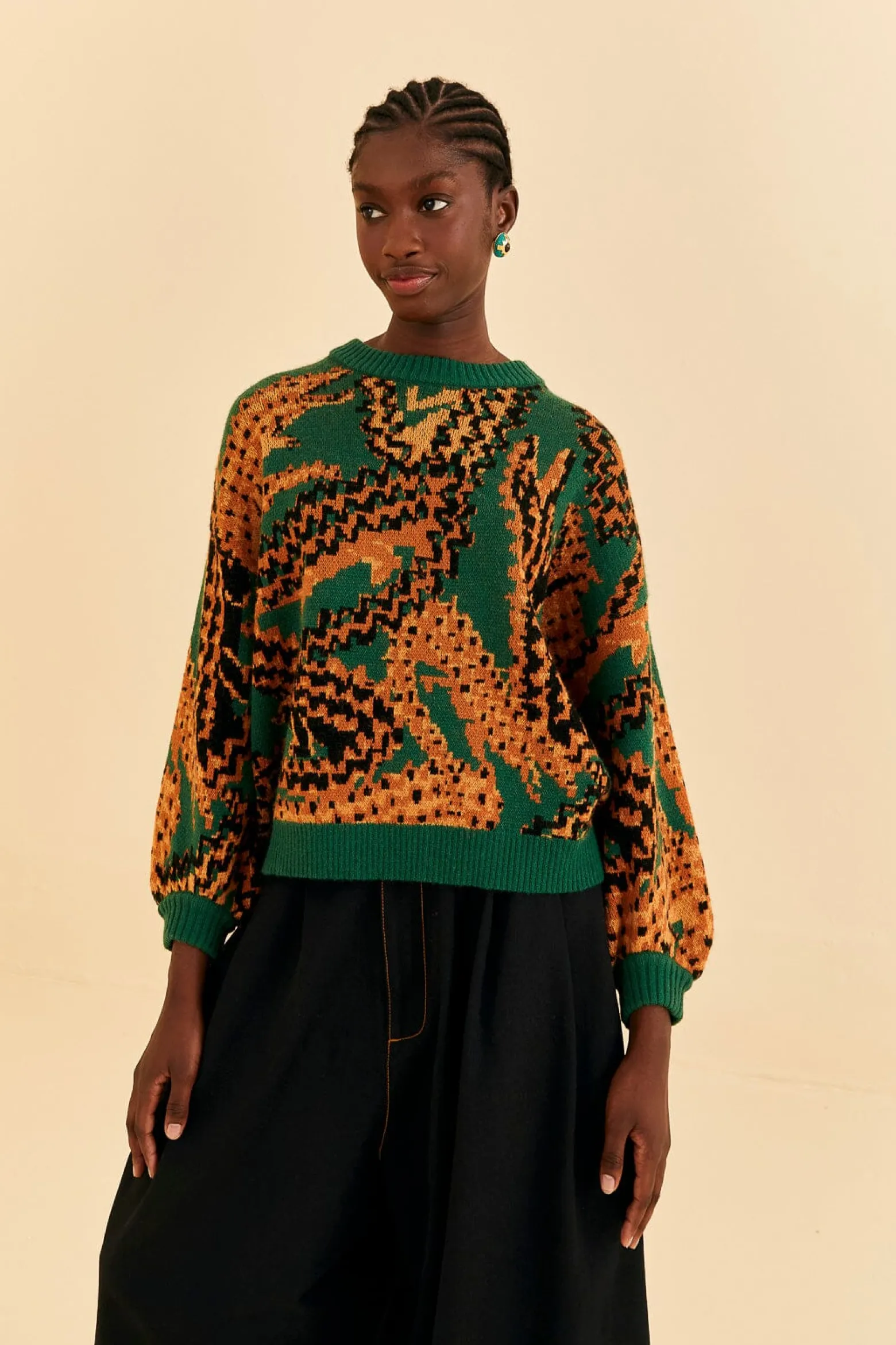 GREEN CROCO KNIT SWEATER