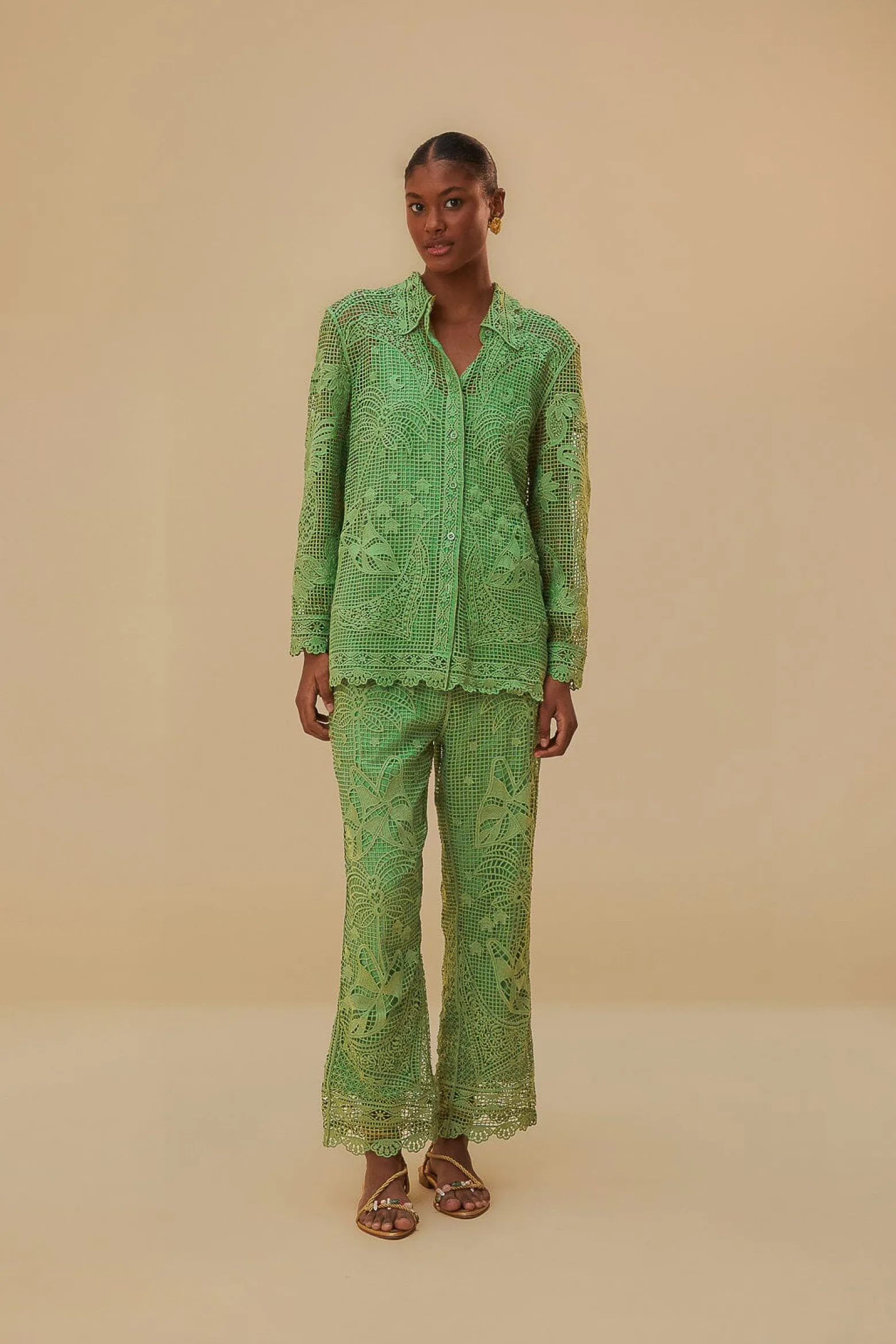 GREEN GUIPIRE PANTS