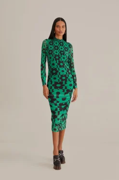 GREEN LOVEDAISY TULLE MIDI DRESS