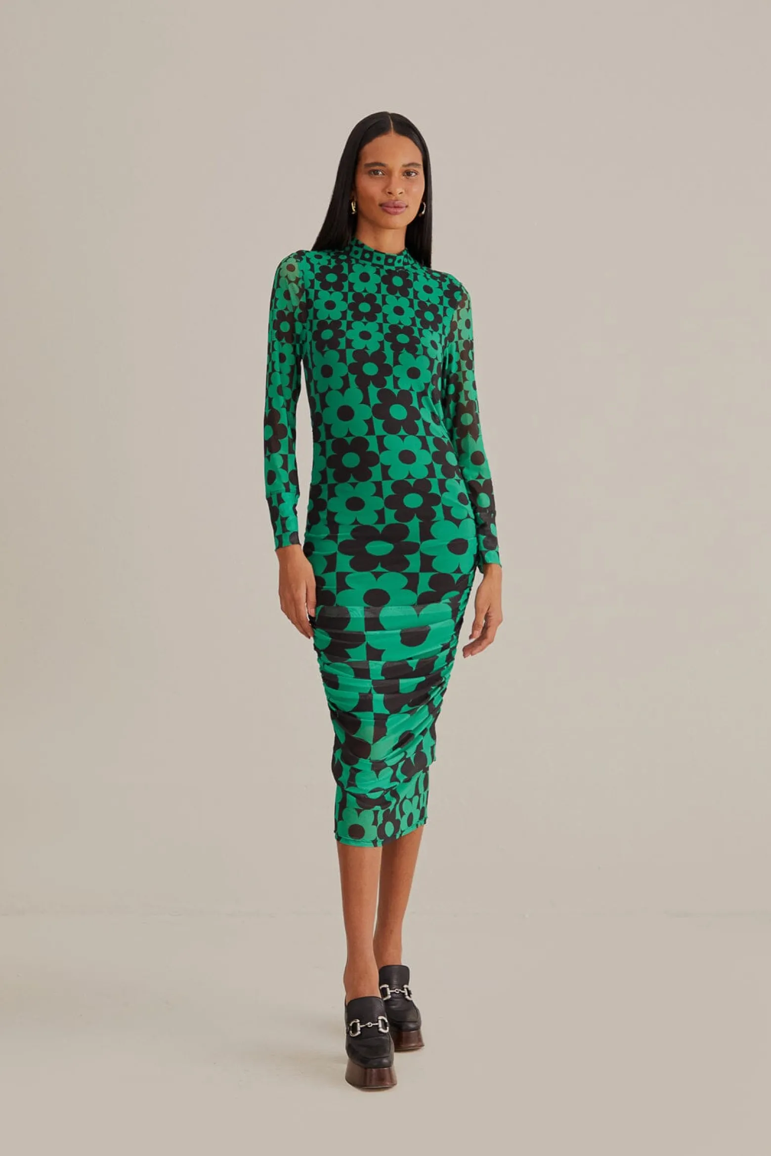 GREEN LOVEDAISY TULLE MIDI DRESS