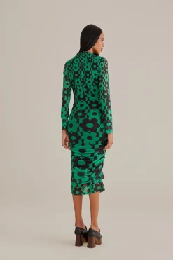 GREEN LOVEDAISY TULLE MIDI DRESS