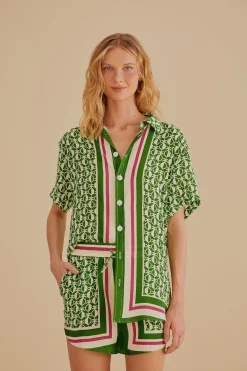 GREEN PINEAPPLE SCARF SHORTS
